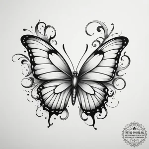 Tattoo design a single butterfly with two bod... - эскиз тату (№1754992715_0, 12.08.2025 09:58) — tattoo-photo.ru