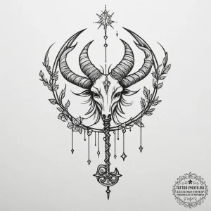 Tattoo sketch a zodiac symbol with a tiny, gl... - эскиз тату (№1754993308_0, 12.08.2025 10:08) — tattoo-photo.ru