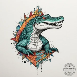Crocodile, ink illustration for tattoo, vibra… — эскиз тату (№1754994706_0, 12.08.2025 10:31) — tattoo-photo.ru