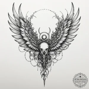 Icarus with mechanical wings, concept art for… — эскиз тату (№1754996514_0, 12.08.2025 11:01) — tattoo-photo.ru