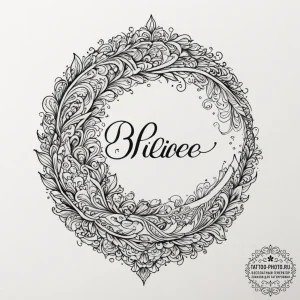 Tattoo design «i believe» text for pisces, wi… — эскиз тату (№1754997318_0, 12.08.2025 11:15) — tattoo-photo.ru