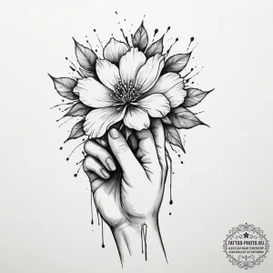 Tattoo sketch a woman’s hand gently caressing… — эскиз тату (№1754998134_0, 12.08.2025 11:28) — tattoo-photo.ru
