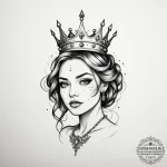 Tattoo design ‘player 1’ with a crown above i… — эскиз тату (№1754998347_0, 12.08.2025 11:32) — tattoo-photo.ru