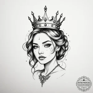 Tattoo design ‘player 1’ with a crown above i… — эскиз тату (№1754998347_0, 12.08.2025 11:32) — tattoo-photo.ru