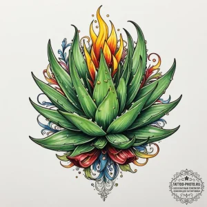 Aloe, ink illustration for tattoo, neo tradit... - эскиз тату (№1755003033_0, 12.08.2025 12:50) — tattoo-photo.ru