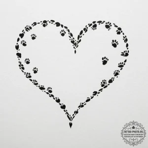 Tattoo design a heart made of tiny footprints... - эскиз тату (№1755003832_0, 12.08.2025 13:03) — tattoo-photo.ru