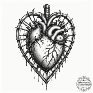 Tattoo design a stylized heart protected by a... - эскиз тату (№1755005213_0, 12.08.2025 13:26) — tattoo-photo.ru