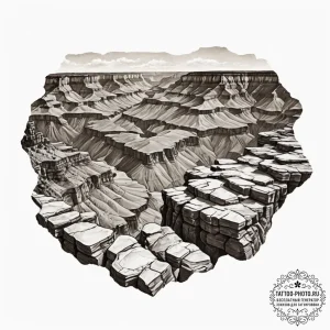 The dramatic, layered rock formations of the... - эскиз тату (№1755009561_0, 12.08.2025 14:39) — tattoo-photo.ru
