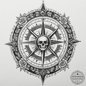 A norse compass (vegvisir), tattoo line art,... - эскиз тату (№1755010974_0, 12.08.2025 15:02) — tattoo-photo.ru