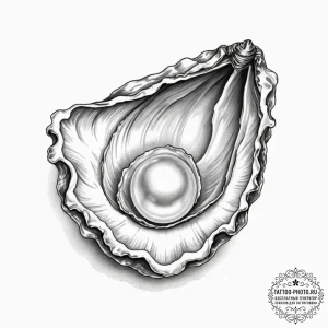 Tattoo design a delicate pearl in an open oys... - эскиз тату (№1755012590_0, 12.08.2025 15:29) — tattoo-photo.ru