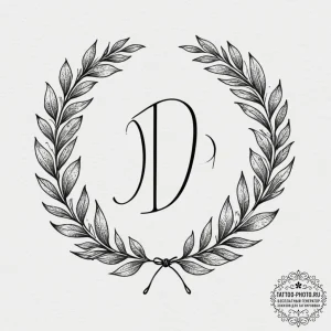 Tattoo sketch a number "100%" with a laurel w... - эскиз тату (№1755013779_0, 12.08.2025 15:49) — tattoo-photo.ru