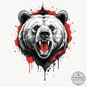 A powerful blackwork tattoo of a bear's head... - эскиз тату (№1755014581_0, 12.08.2025 16:03) — tattoo-photo.ru