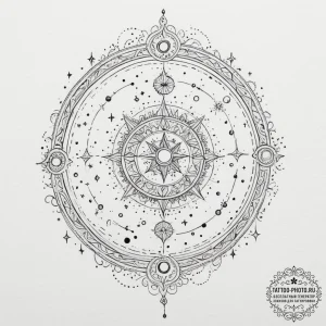 Tattoo sketch a cosmic watercolor background... - эскиз тату (№1755014974_0, 12.08.2025 16:09) — tattoo-photo.ru