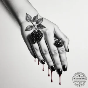 A person's hands, stained with berry juice af... - эскиз тату (№1755015764_0, 12.08.2025 16:22) — tattoo-photo.ru
