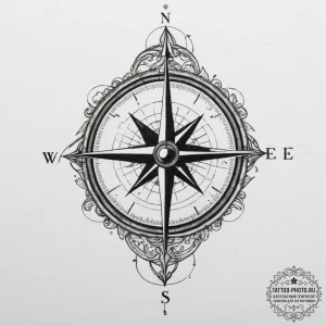 Tattoo design a compass on one partner, a wor... - эскиз тату (№1755016552_0, 12.08.2025 16:35) — tattoo-photo.ru