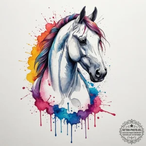 Horse, tattoo line art, on a clean white pape… — эскиз тату (№1755019136_0, 12.08.2025 17:18) — tattoo-photo.ru