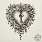 Tattoo sketch a heart with a keyhole, and a s… — эскиз тату (№1755020538_0, 12.08.2025 17:42) — tattoo-photo.ru