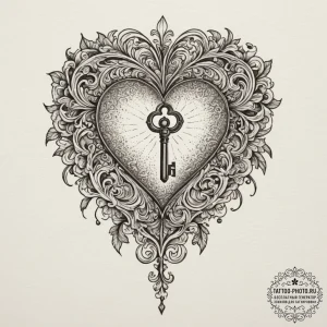 Tattoo sketch a heart with a keyhole, and a s… — эскиз тату (№1755020538_0, 12.08.2025 17:42) — tattoo-photo.ru