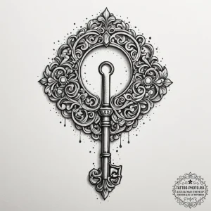 Tattoo design a delicate key or keyhole., art… — эскиз тату (№1755021962_0, 12.08.2025 18:06) — tattoo-photo.ru