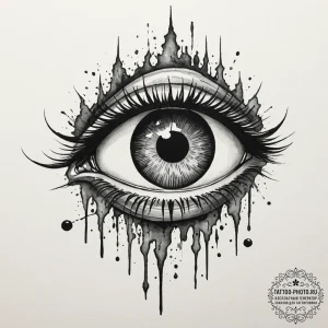 Tattoo design a stylized monster's eye peerin... - эскиз тату (№1755025170_0, 12.08.2025 18:59) — tattoo-photo.ru