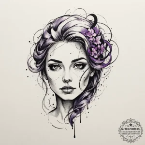 Tattoo design a soft blend of blues and purpl... - эскиз тату (№1755025970_0, 12.08.2025 19:12) — tattoo-photo.ru