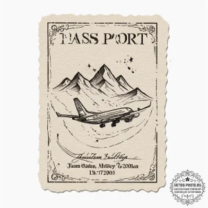 Tattoo design a passport stamp of a significa... - эскиз тату (№1755026573_0, 12.08.2025 19:22) — tattoo-photo.ru