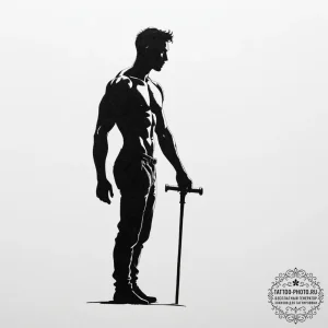 Tattoo design a silhouette of a man carrying... - эскиз тату (№1755027774_0, 12.08.2025 19:42) — tattoo-photo.ru