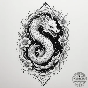 Tattoo sketch a cosmic dotwork sky with the z... - эскиз тату (№1755031001_0, 12.08.2025 20:36) — tattoo-photo.ru
