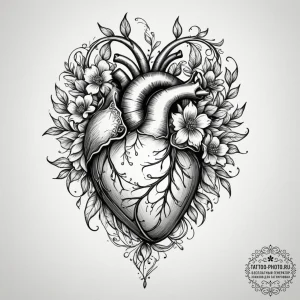Tattoo sketch a delicate flower blooming from... - эскиз тату (№1755031199_0, 12.08.2025 20:39) — tattoo-photo.ru