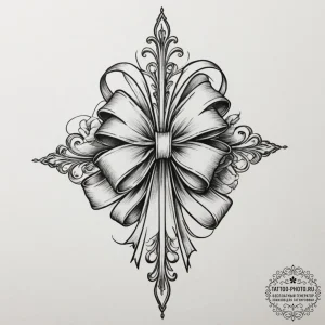 Tattoo sketch a simple, elegant bow or ribbon... - эскиз тату (№1755031599_0, 12.08.2025 20:46) — tattoo-photo.ru