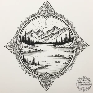 A close-up of the patterns on a frozen lake's... - эскиз тату (№1755036082_0, 12.08.2025 22:01) — tattoo-photo.ru