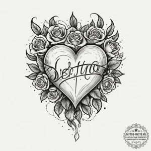 Tattoo design a simple heart outline with a t... - эскиз тату (№1755036689_0, 12.08.2025 22:11) — tattoo-photo.ru