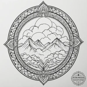 A view from a window seat of an airplane, loo... - эскиз тату (№1755037907_0, 12.08.2025 22:31) — tattoo-photo.ru