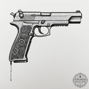 Deckard's pistol from blade runner, tattoo li... - эскиз тату (№1755038517_0, 12.08.2025 22:41) — tattoo-photo.ru