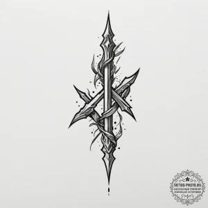 129. tattoo design: a minimalist "rod" rune,... - эскиз тату (№1755042553_0, 12.08.2025 23:49) — tattoo-photo.ru