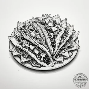 Tattoo sketch a 'taco' on one, 'nachos' on th... - эскиз тату (№1755043755_0, 13.08.2025 00:09) — tattoo-photo.ru