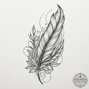 Tattoo design a geometric feather with intric... - эскиз тату (№1755045791_0, 13.08.2025 00:43) — tattoo-photo.ru