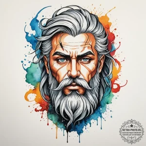 Tattoo design: a fierce portrait of perun, wi... - эскиз тату (№1755048207_0, 13.08.2025 01:23) — tattoo-photo.ru