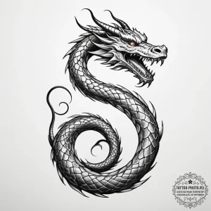 Tattoo design a coiled serpent or dragon, rep... - эскиз тату (№1755048406_0, 13.08.2025 01:26) — tattoo-photo.ru