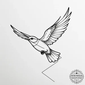 Tattoo design a geometric outline of a bird i... - эскиз тату (№1755049421_0, 13.08.2025 01:43) — tattoo-photo.ru