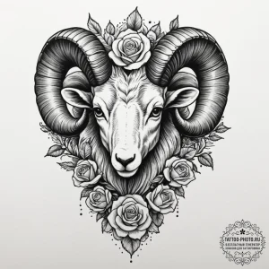 Tattoo sketch an aries ram's head half dotwor... - эскиз тату (№1755050814_0, 13.08.2025 02:06) — tattoo-photo.ru