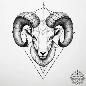 Tattoo sketch an aries ram's head, half reali... - эскиз тату (№1755051227_0, 13.08.2025 02:13) — tattoo-photo.ru