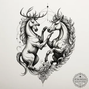 Tattoo sketch a stylized 'spirit animal' for... - эскиз тату (№1755053801_0, 13.08.2025 02:56) — tattoo-photo.ru