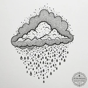 Tattoo sketch a pixelated cloud raining coins... - эскиз тату (№1755054401_0, 13.08.2025 03:06) — tattoo-photo.ru
