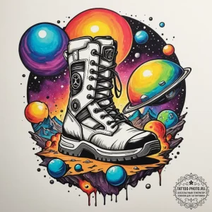 Tattoo sketch a space marine's boot print on... - эскиз тату (№1755056987_0, 13.08.2025 03:49) — tattoo-photo.ru