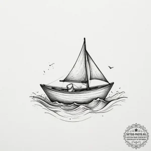 Tattoo sketch a tiny paper boat sailing on a... - эскиз тату (№1755057189_0, 13.08.2025 03:53) — tattoo-photo.ru
