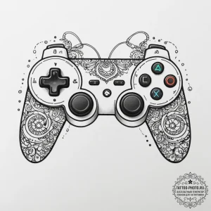 Tattoo design a controller's face buttons arr... - эскиз тату (№1755057586_0, 13.08.2025 03:59) — tattoo-photo.ru