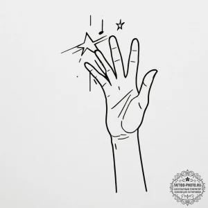 Tattoo sketch a hand reaching for a star, sym... - эскиз тату (№1755059378_0, 13.08.2025 04:29) — tattoo-photo.ru