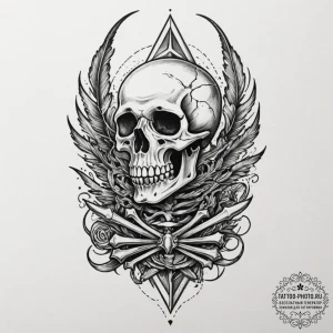 Fish skeleton, tattoo sketch design, old scho... - эскиз тату (№1755059580_0, 13.08.2025 04:33) — tattoo-photo.ru