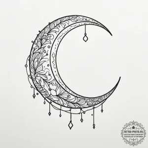 Crescent moon - эскиз тату (№1755060576_0, 13.08.2025 04:49) — tattoo-photo.ru